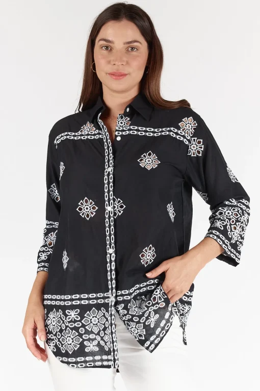 St Lucia Shirt - Black - LS11
