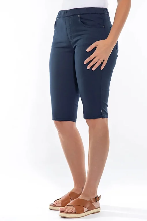 Stretch Pull On Jean Short - Navy - CL4