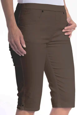 Stretch Pull On Jean Short - Chocolate - CL4