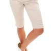 Stretch Pull On Jean Short - Beige - CL4