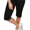 Stretch Pull On Jean Short - Black - CL4