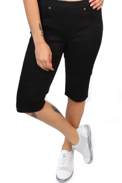 Stretch Pull On Jean Short - Black - CL4