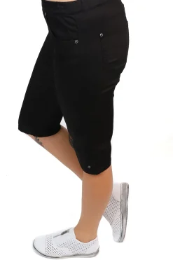 Stretch Pull On Jean Short - Black - CL4