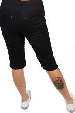 Stretch Pull On Jean Short - Black - CL4