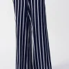 Striped Silky Wide-Leg Pant - Navy - JR54