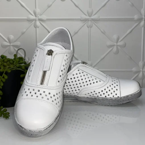Tani Zip Leather Sneaker | White | RS7