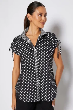 Tie Combo Blouse - Black - PH1