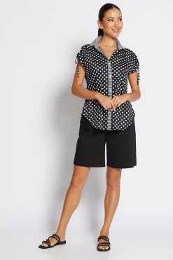 Tie Combo Blouse - Black - PH1