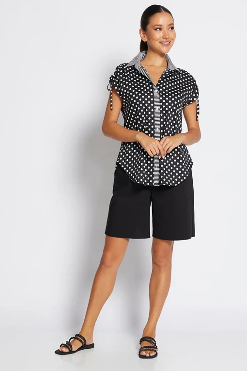 Tie Combo Blouse - Black - PH1