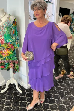 Tiered Chiffon Dress - Purple - LJ1
