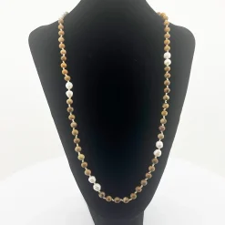 Tiger Iron & Pearl Necklace - CG62