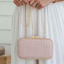 Timber Frame Clutch Bag | Blush