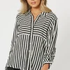 Tina Stripe Shirt - Black & White - TZ35