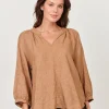 Trudy V-Neck Linen Top - Chai - OJ24
