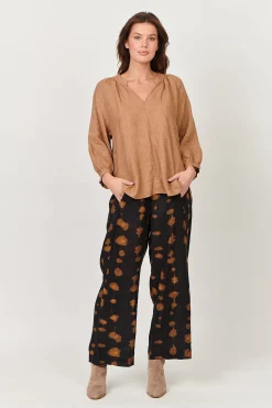 Trudy V-Neck Linen Top - Chai - OJ24