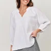 Trudy V-Neck Linen Top - White - OJ24