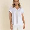 Vertical Stripe Sequin Tee - White - TT61