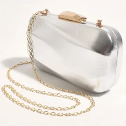 Wavy Structured Metallic Clutch - Silver - AD12