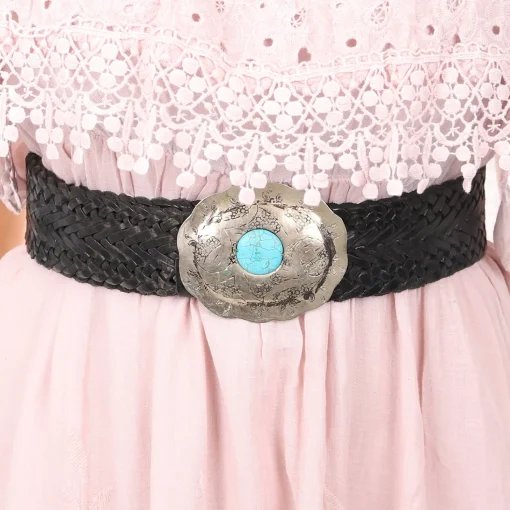 Western Styled Leather Belt | Black
