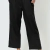 Wide Leg Linen Pant - Black - GS1