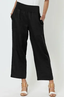 Wide Leg Linen Pant - Black - GS1