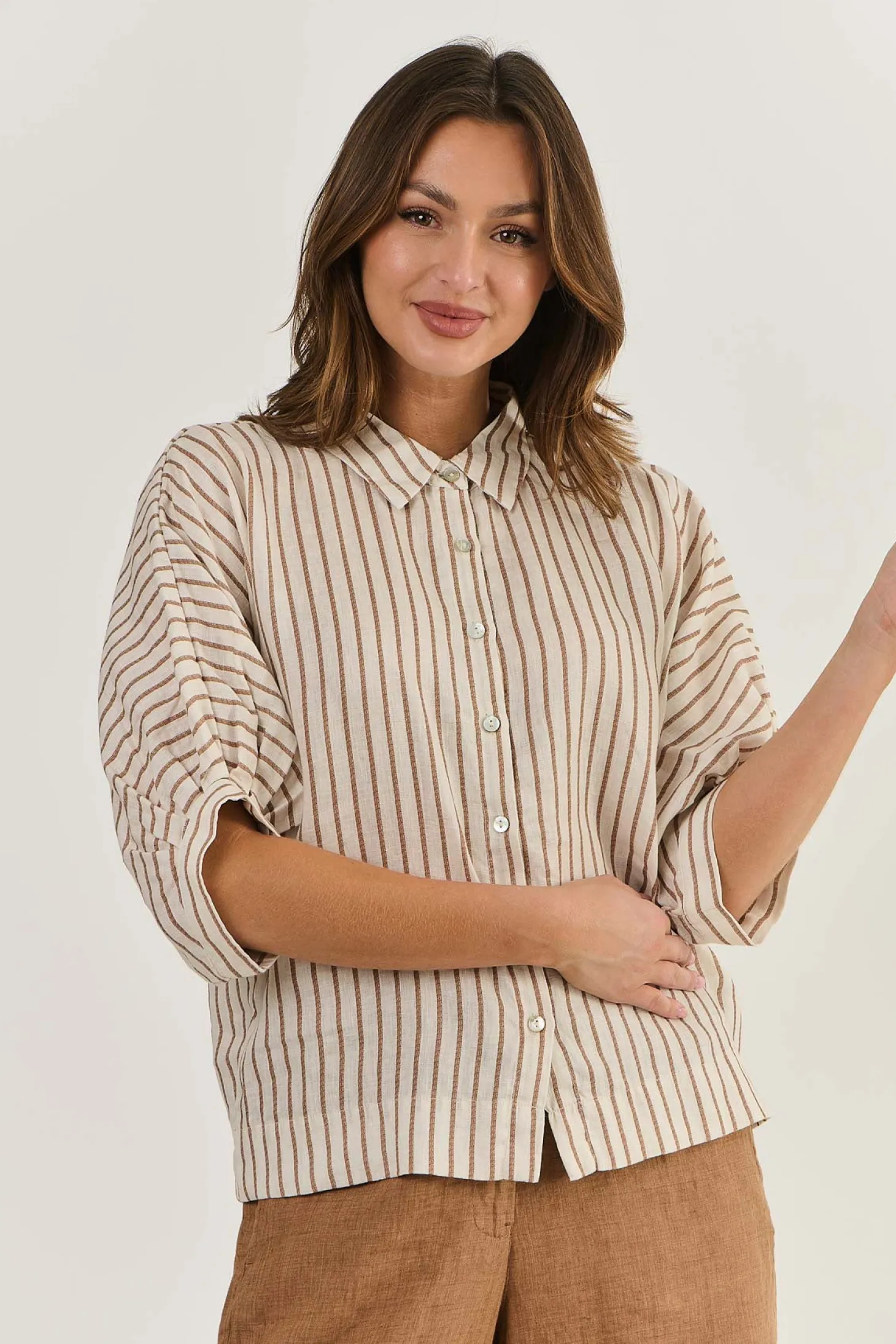 Winona Linen Top - Ginger Slice - OJ20